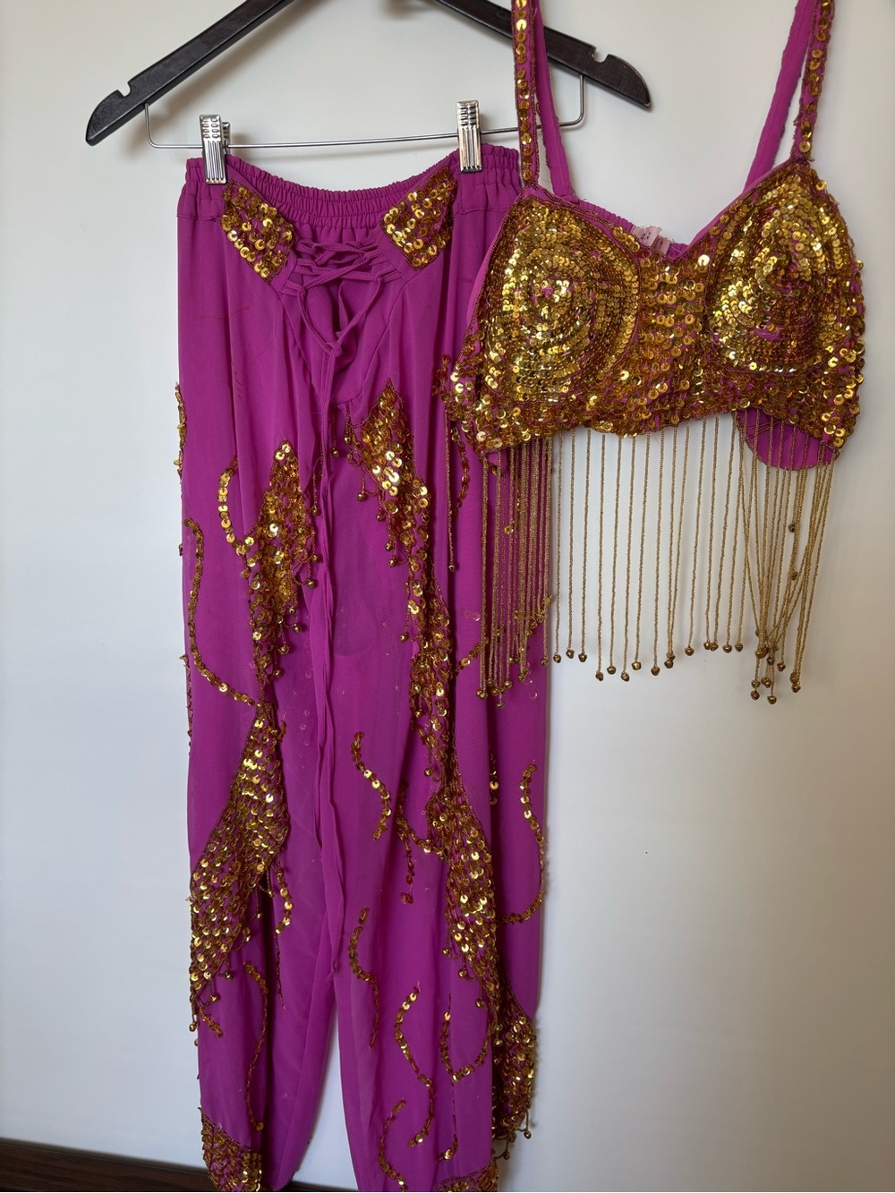 Fuchsia Sequin-Embellished Performance belly dancer